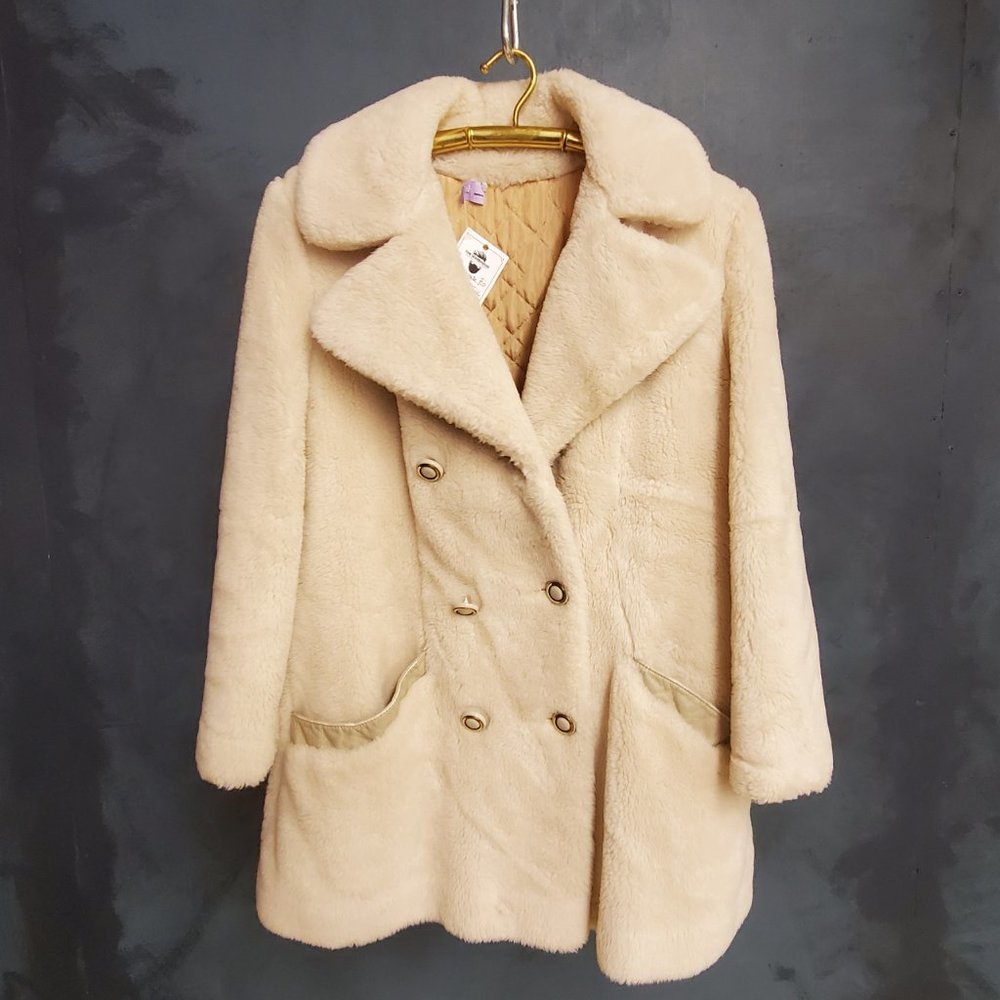 Vintage 70's Sears Fashion Faux Fur Teddy Bear Car Coat